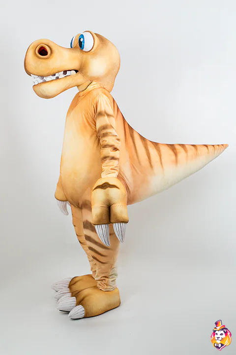Tyranozaur – strój maskotki, widok z boku