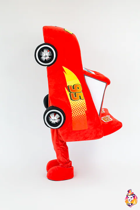 Auto rossa – costume per animatori, vista laterale