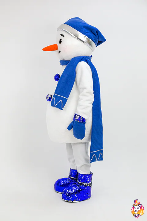 Snowman Boy mascot costume — side view