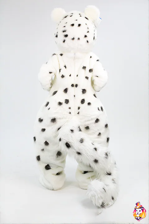 Schneeleopard-Mädchen – Maskottchen-Kostüm, Rückansicht