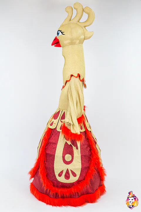 Mascottepak Vuurvogel – zijaanzicht