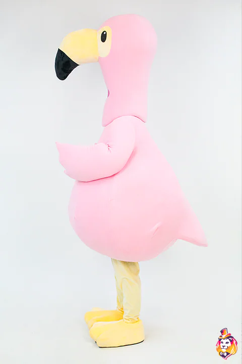 Kostim maskote Flamingo — pogled sa strane