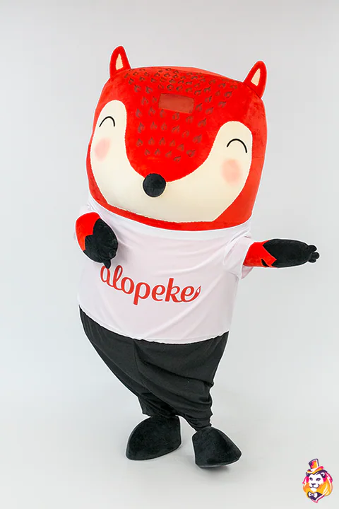 Red Fox in White Tee Mascot Costume