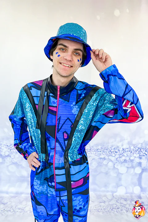 Blauer Graffiti-Overall – Animateur-Kostüm, Detail