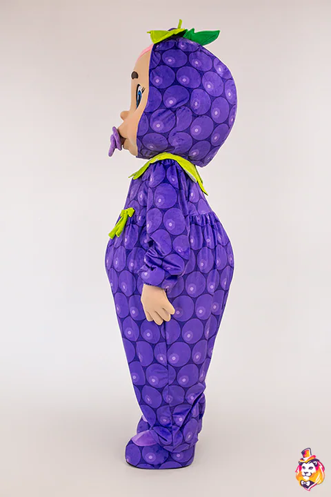 Bebè Mirtilli – costume mascotte, vista laterale