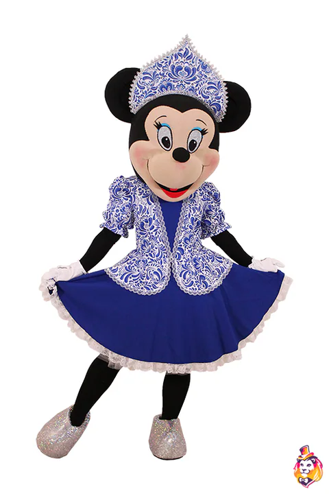 Mäusemädchen in Blau-Weiß – Maskottchen-Kostüm