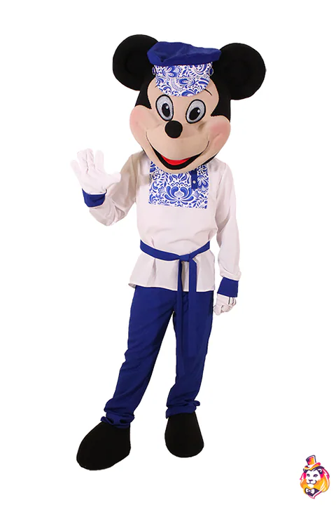 Mäusejunge in Blau-Weiß – Maskottchen-Kostüm