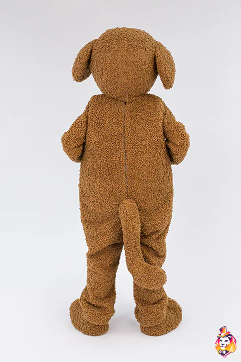 Brown Poodle mascot costume — back view