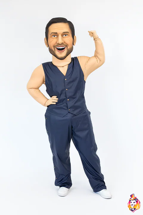 Suit Leather Blue Vest with Trousers