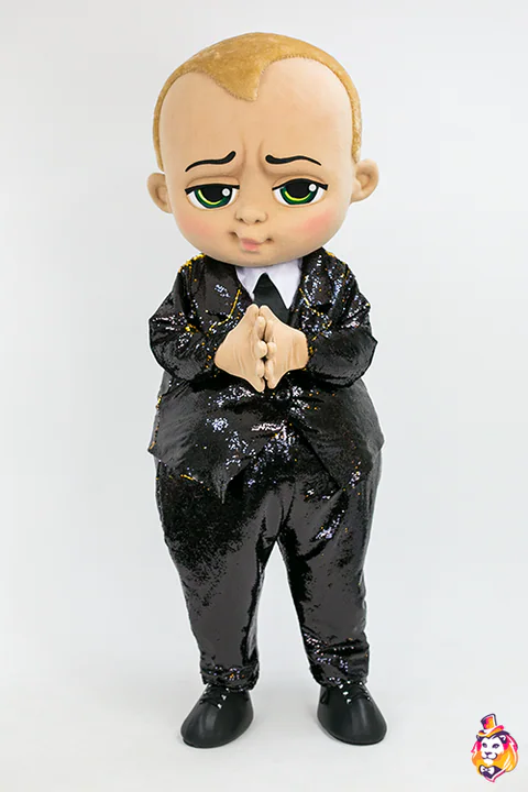 Baby Boy in Black Sequin Suit Mascot Costume
