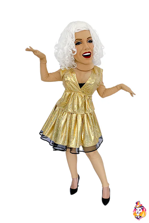 Silver-Curled Starlet mascot costume — detail