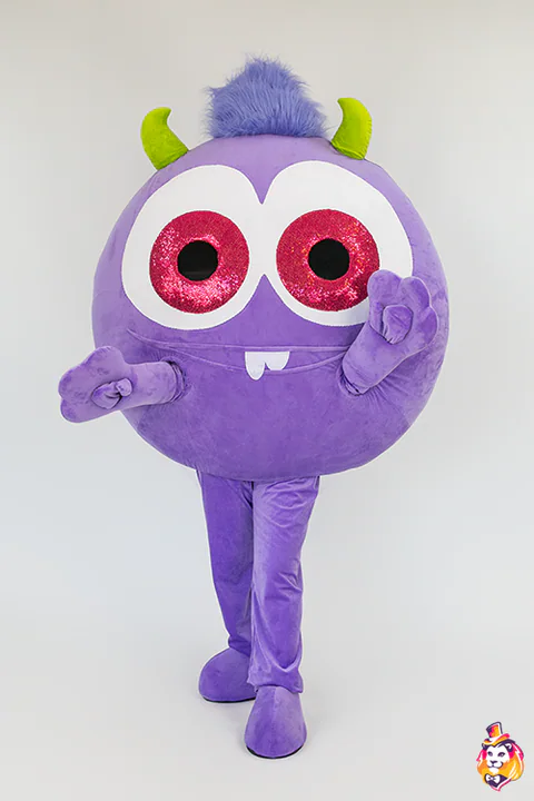 Mascottepak Paars monster – vooraanzicht