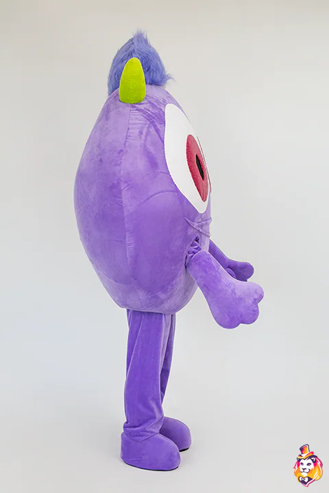 Mascottepak Paars monster – zijaanzicht