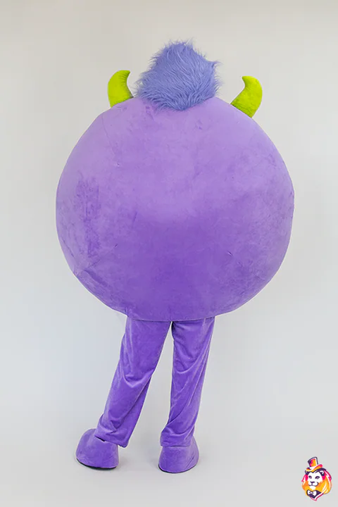Mascottepak Paars monster – achteraanzicht