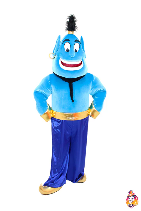 Mascottepak Lachende blauwe lampgeest
