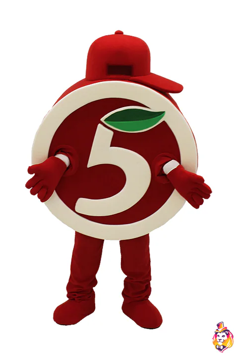 Red Round Badge in Cap Mascot Costume