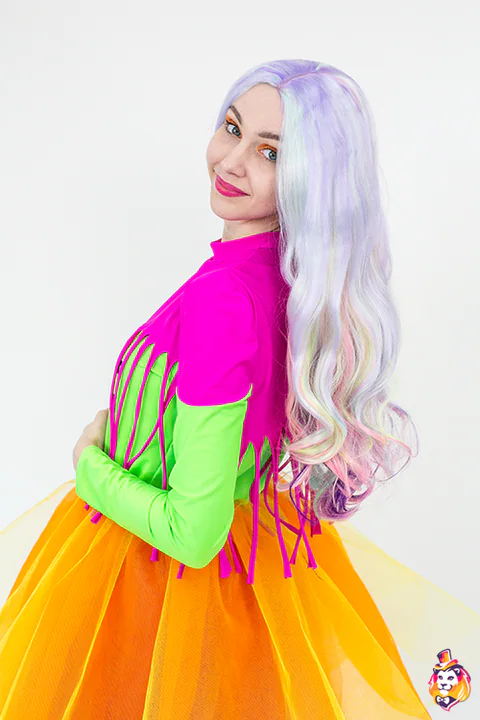 Rainbow wig — front view