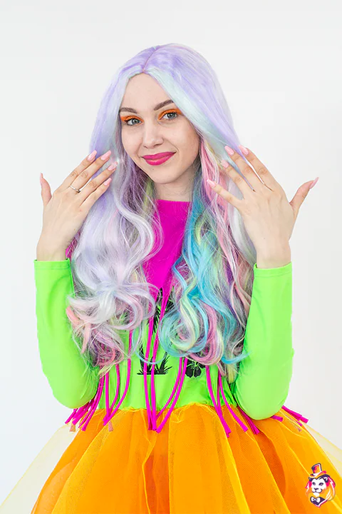 Rainbow wig — front view
