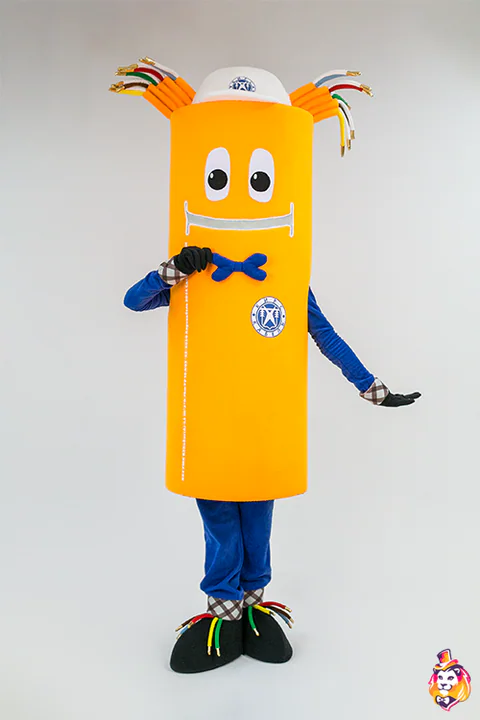 Orange Cable Tube with Wire Hair Mascot Costume