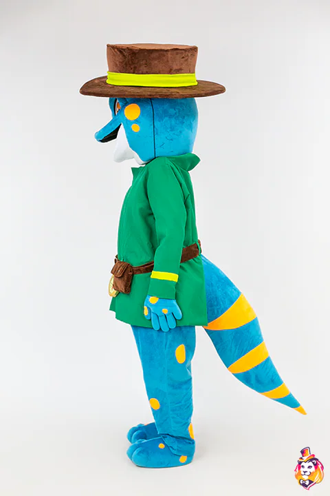 Lizard Tracker mascot costume — side view