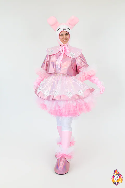 Costum de animator Fată cu glugă roz de iepuraș