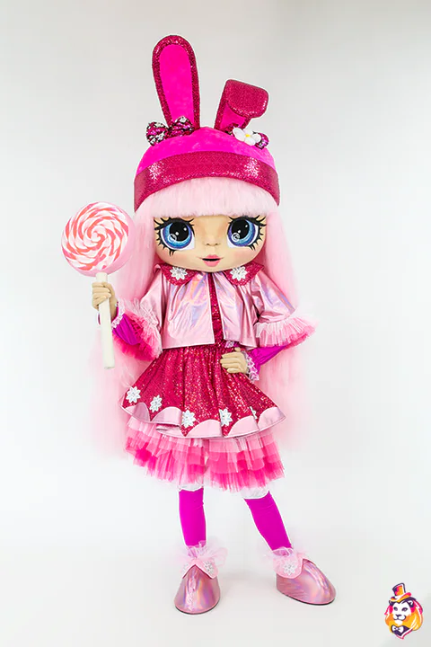 Mascottepak Pop met roze konijnenmuts