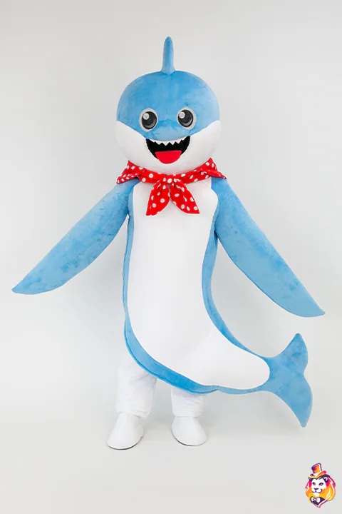 Mascottepak Blauwe haai met stippensjaal