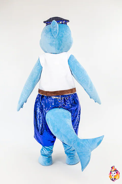 Dolphin Boy mascot costume — back view