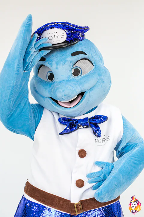 Dolphin Boy mascot costume — detail