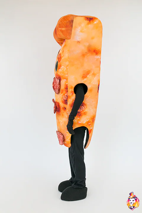 Mascottepak Sappige pizzapunt – zijaanzicht
