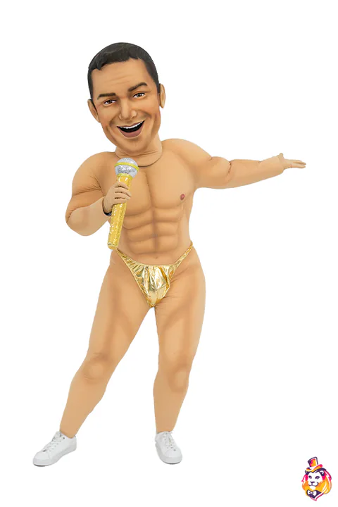 Mascottepak Zanger in gouden zwembroek