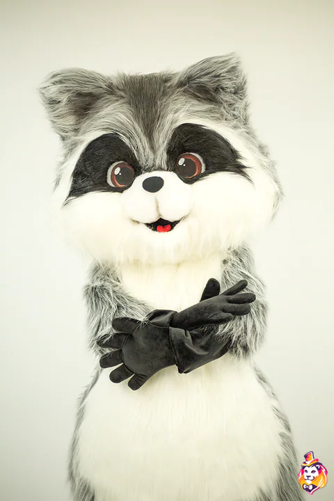 Mapache adorable – traje de mascota, detalle
