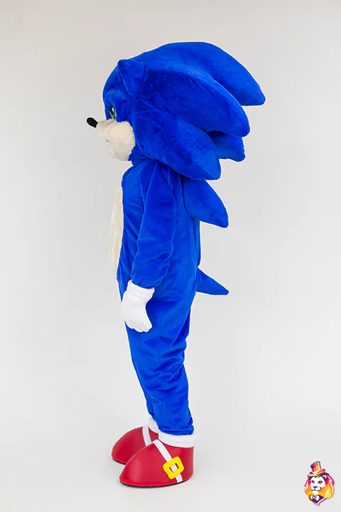 Mascottepak Lachende blauwe egel – zijaanzicht