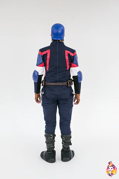 Hero with Star Shield entertainer costume — back view