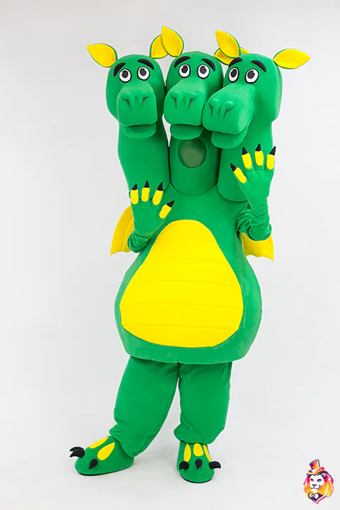 緑の三つ首ドラゴンの着ぐるみ