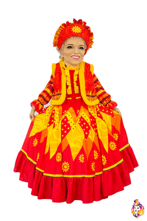 Mascottepak Volkszangeres in vuurrode jurk