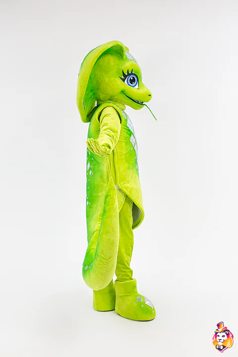 Snake Lime mascot costume — side view