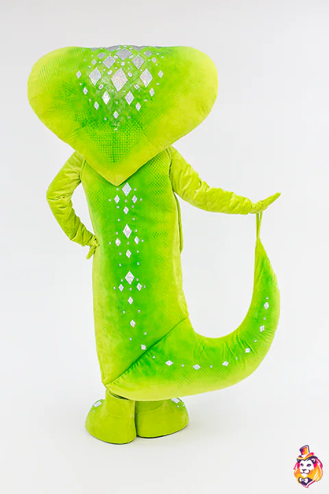 Snake Lime mascot costume — back view