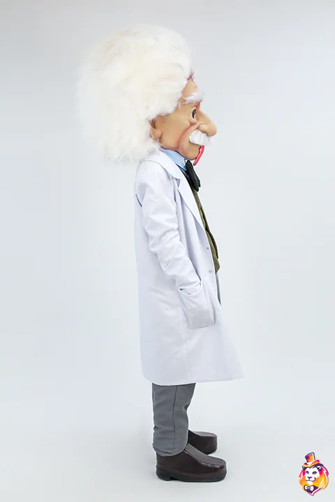 Wild-Haired Professor mascot costume — side view
