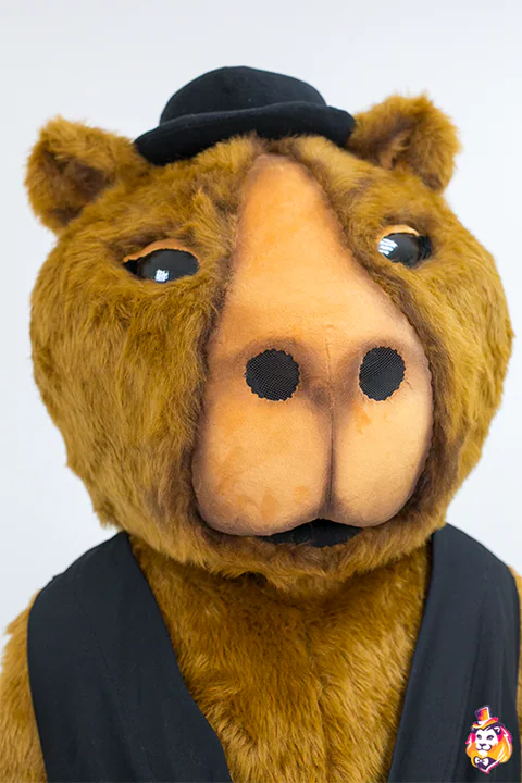 Capybara Benny mascot costume — detail