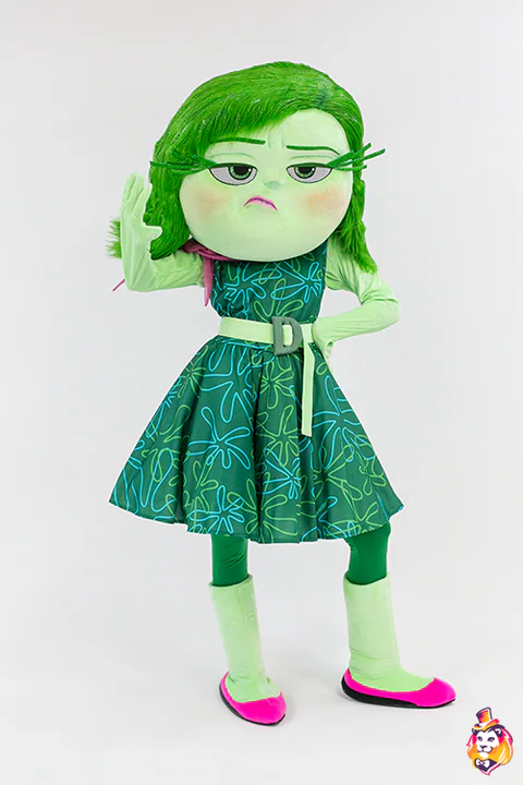 Green-Haired Girl in Green Dress Mascot Costume