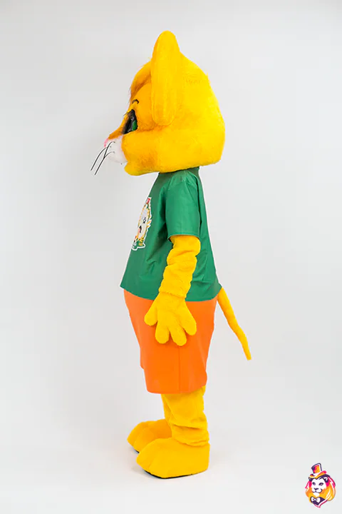 Mouse Yellow mascot costume — side view