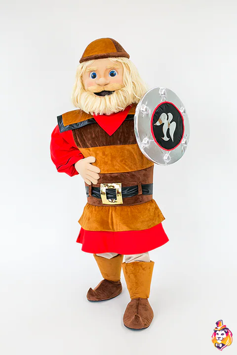 Mascottepak Bebaarde krijger met schild