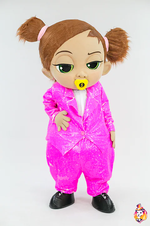 Baby Girl in Pink Suit Mascot Costume