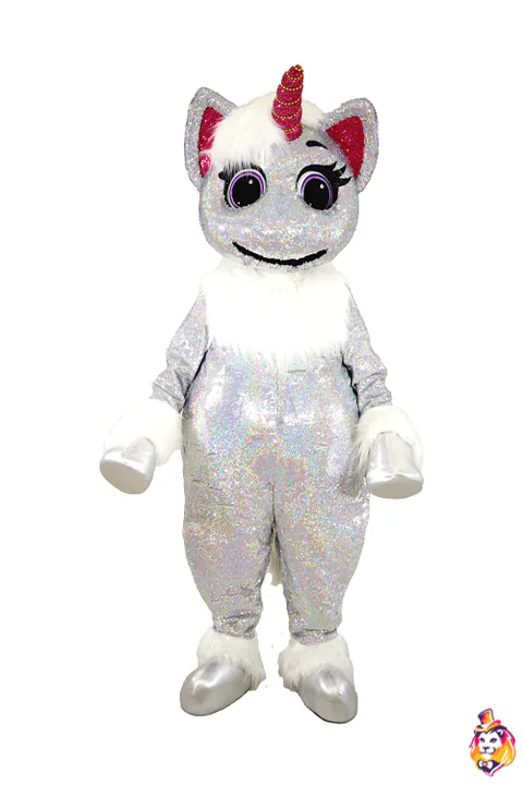 Silver Unicorn Sequins Mascot Costume