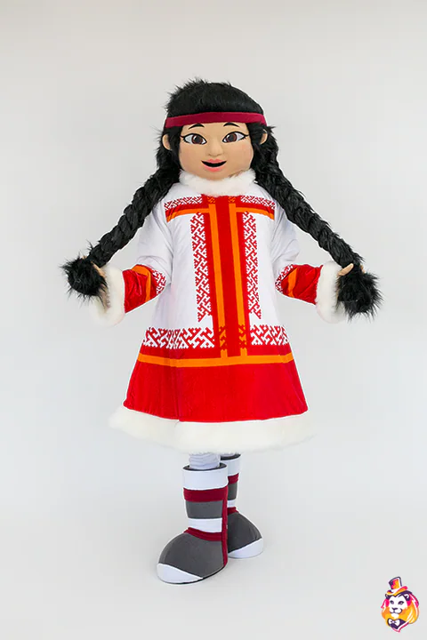 Costum de mascotă Fată cu codițe în rochie cu blăniță