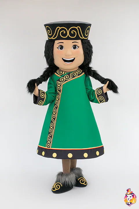 Costum de mascotă Fată în rochie verde cu motive