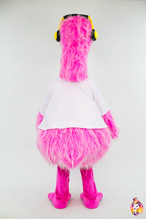 Flamingo mit Brille – Maskottchen-Kostüm, Rückansicht