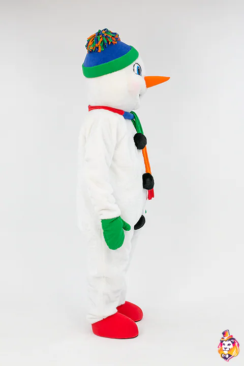 Mascottepak Lachende sneeuwpop – zijaanzicht