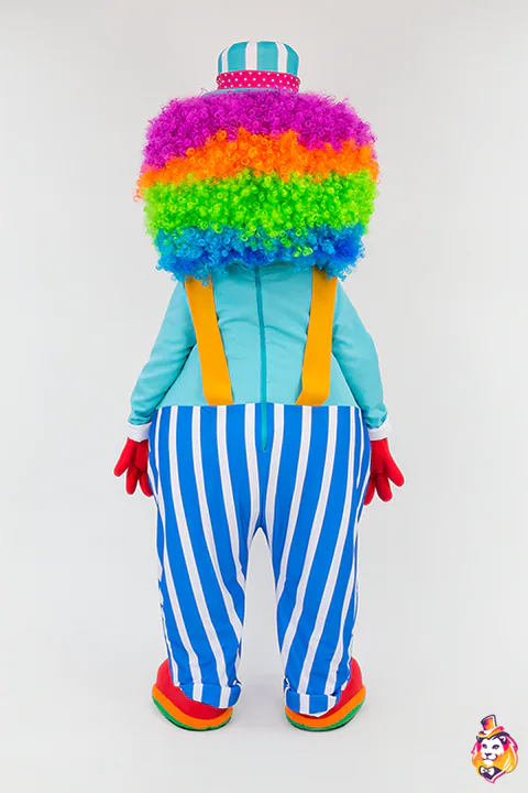 Clown Rainbow mascot costume — back view